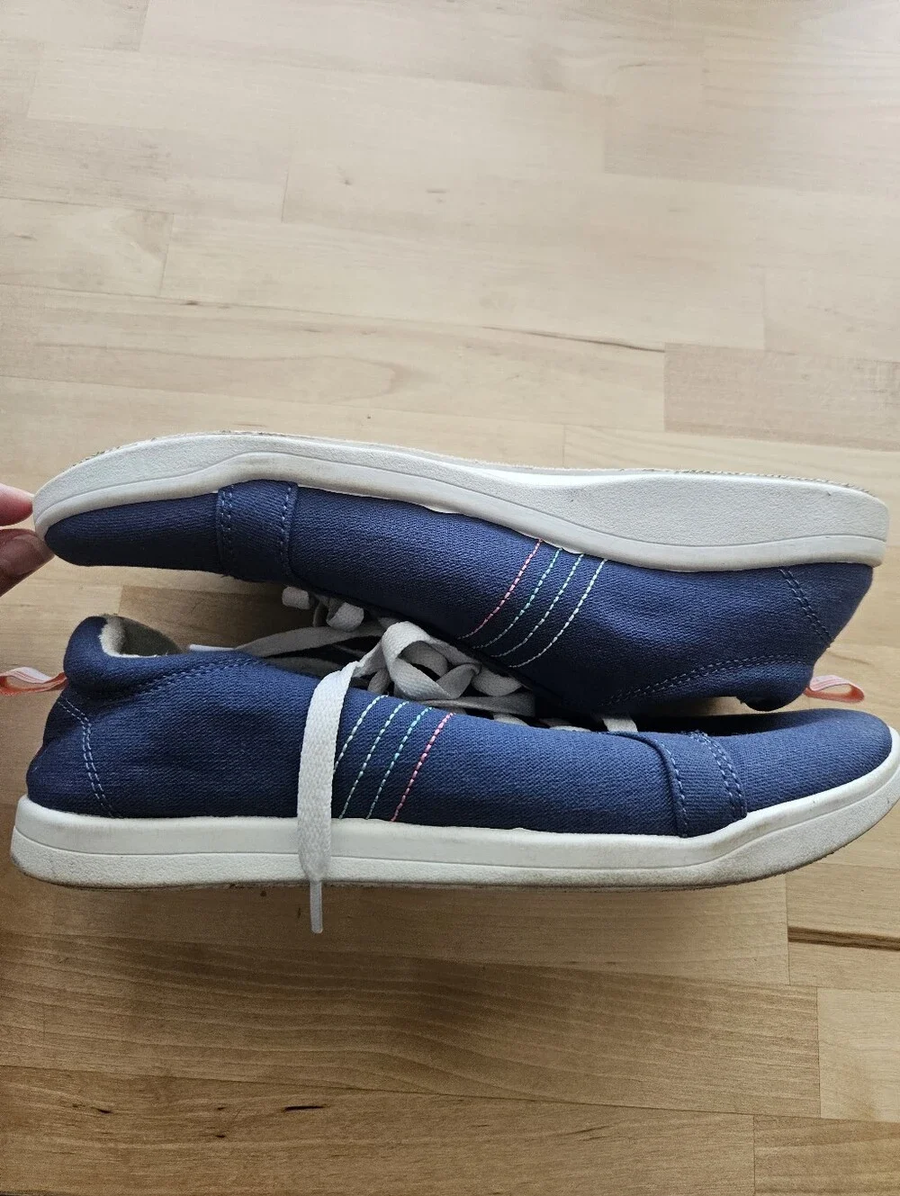 Vionic Beach‎ Womens Stinson Sneakers Shoes Size 9 Blue Canvas Lace Up Comfort